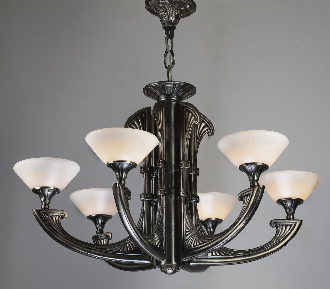 Art Deco style 6-light chandelier, 36"h (1 of 1)