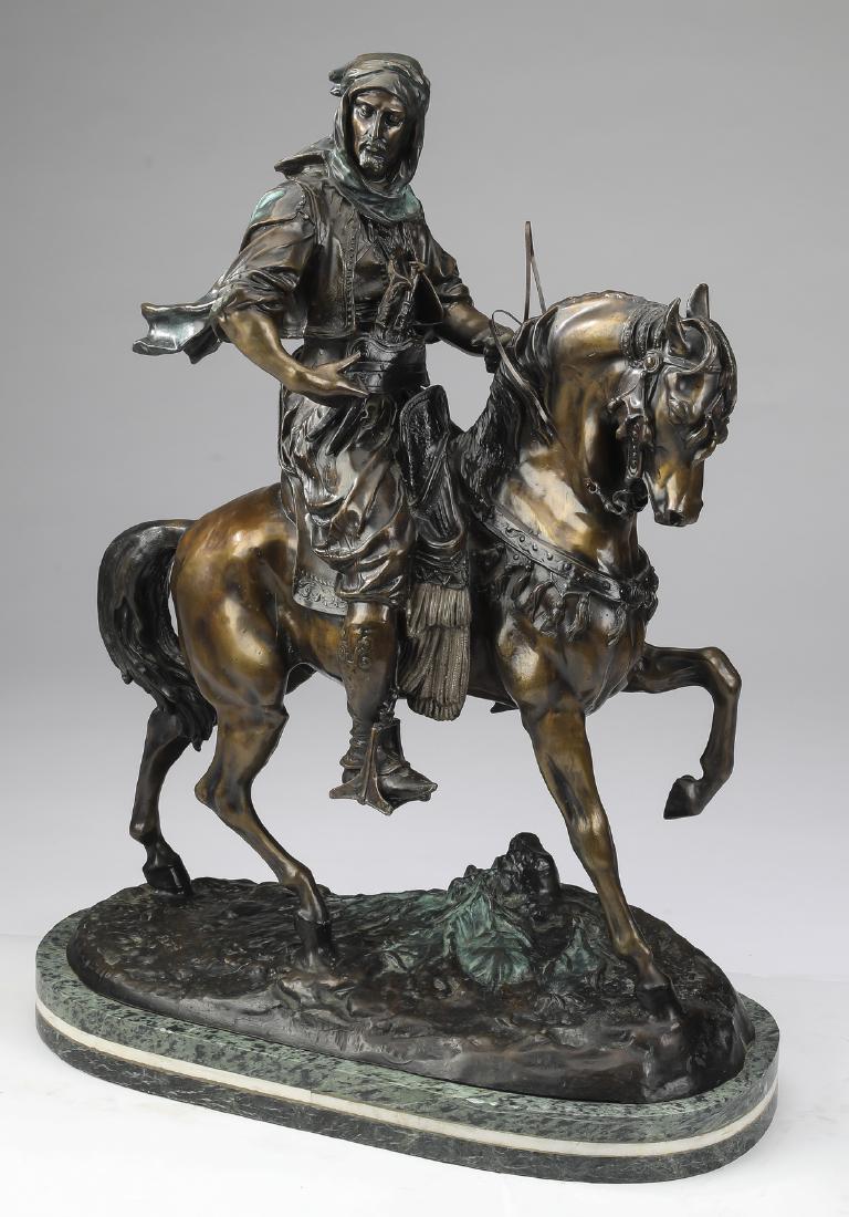 Orientalist bronze 'Arab Cavalier,' after Barye (1 of 6)
