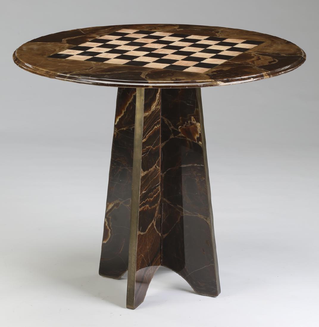 Marble chess or checkers game table (1 of 3)