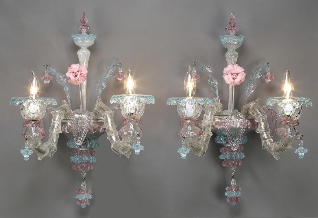 (2) Pink & blue Venetian Murano glass sconces (1 of 1)