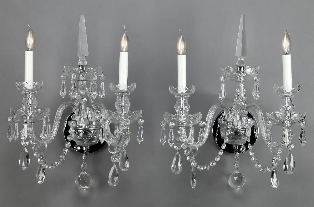 Pair of 2-light crystal wall sconces (1 of 1)