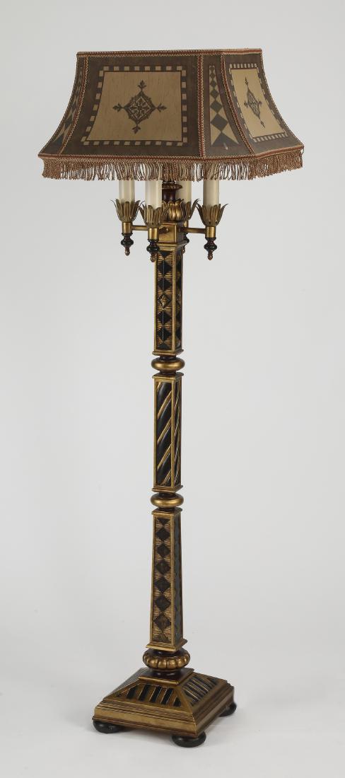 Empire style ebonized and gilded floor lamp, 65"h (1 of 1)
