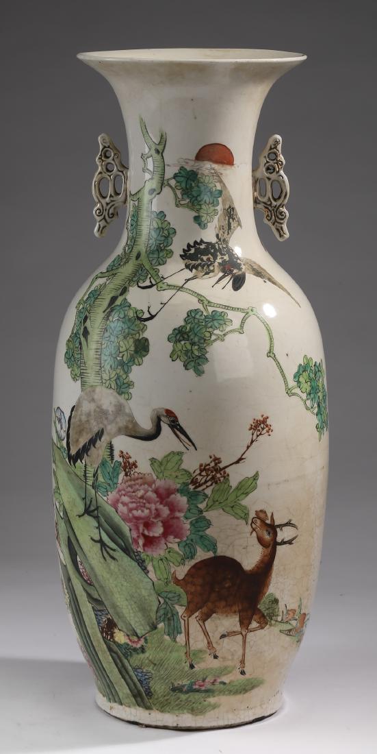 Chinese crane and deer bottle vase, 22"h (1 of 6)