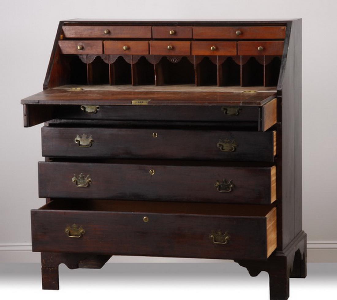 19th c. Georgian mahogany slant front desk (1 of 2)