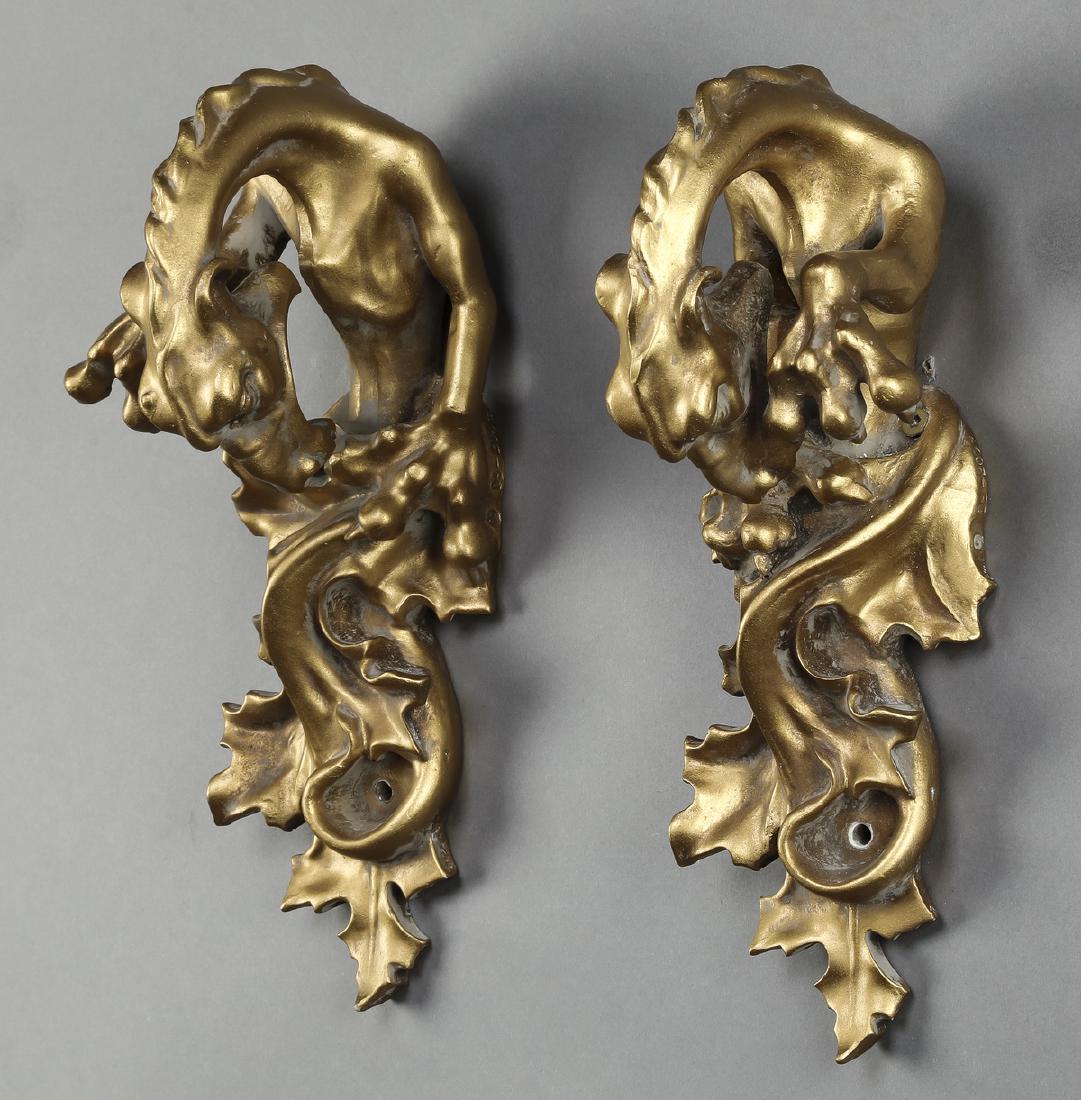 Pair of carved and gilt dragon tiebacks, 12"h (1 of 1)