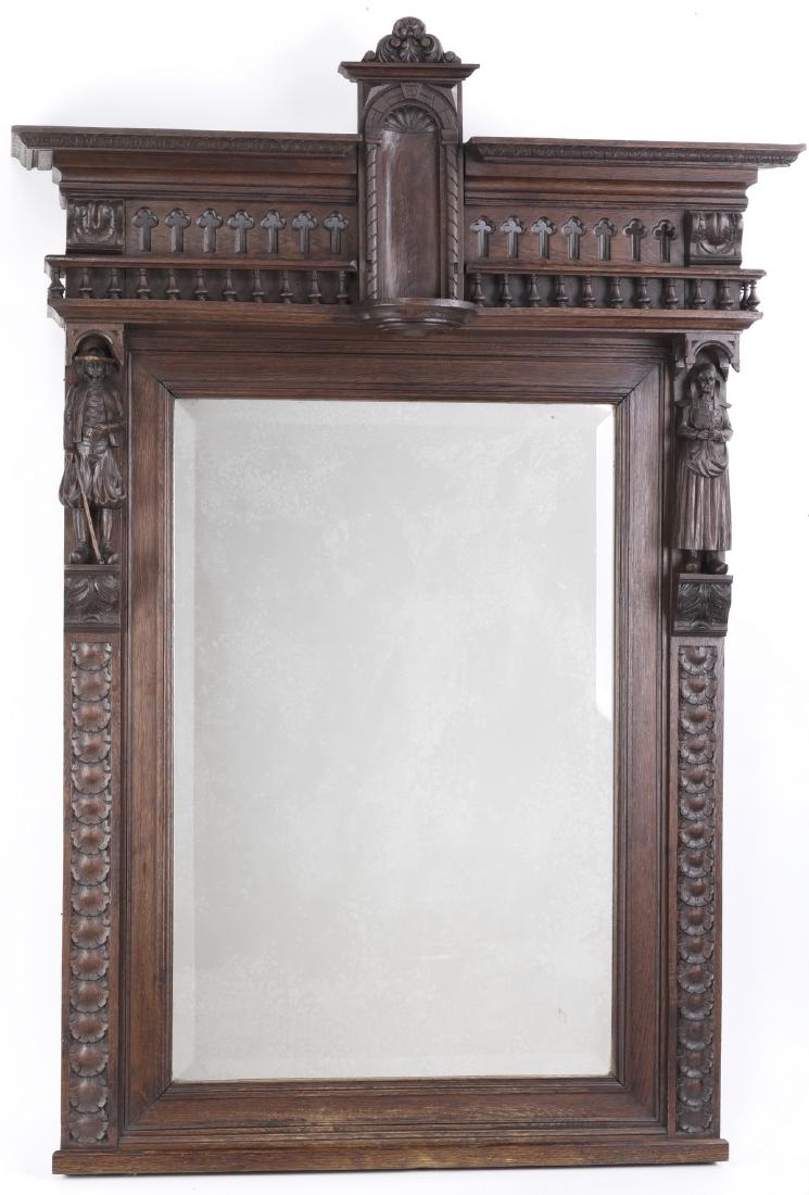 19th c. Breton carved walnut mirror (1 of 4)
