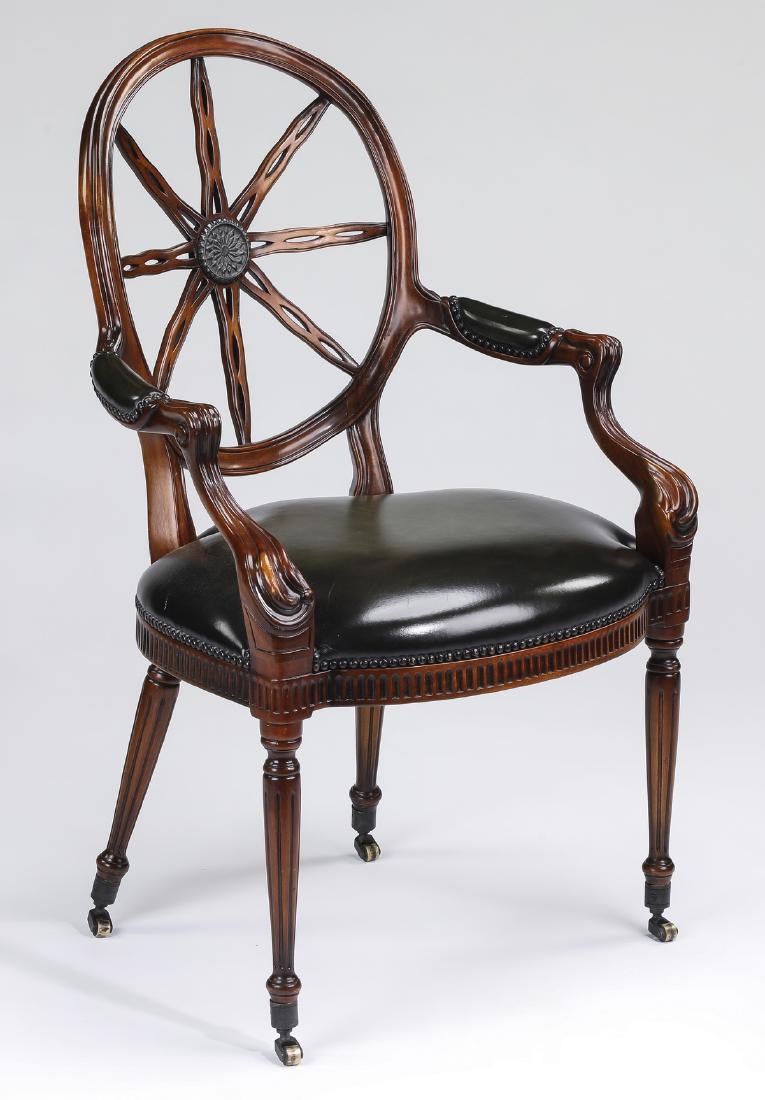 Theodore Alexander walnut & leather armchair (1 of 3)