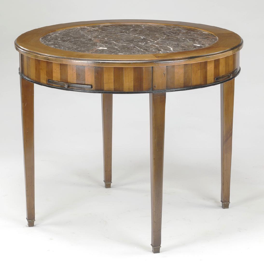 19th c. French walnut marble top games table (1 of 4)