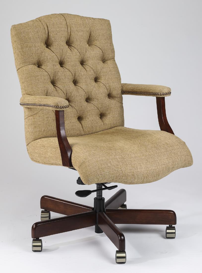 Tufted linen adjustable office chair on casters (1 of 2)