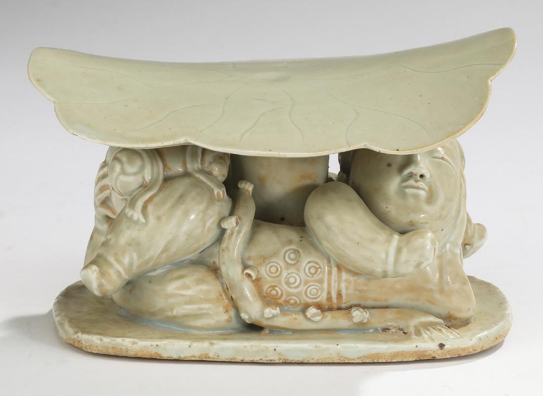 Chinese Song style stoneware 'twins' pillow, 4"h (1 of 6)