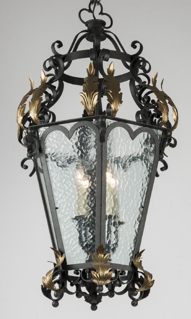Continental  Rococo style wrought iron lantern, 40"h (1 of 1)
