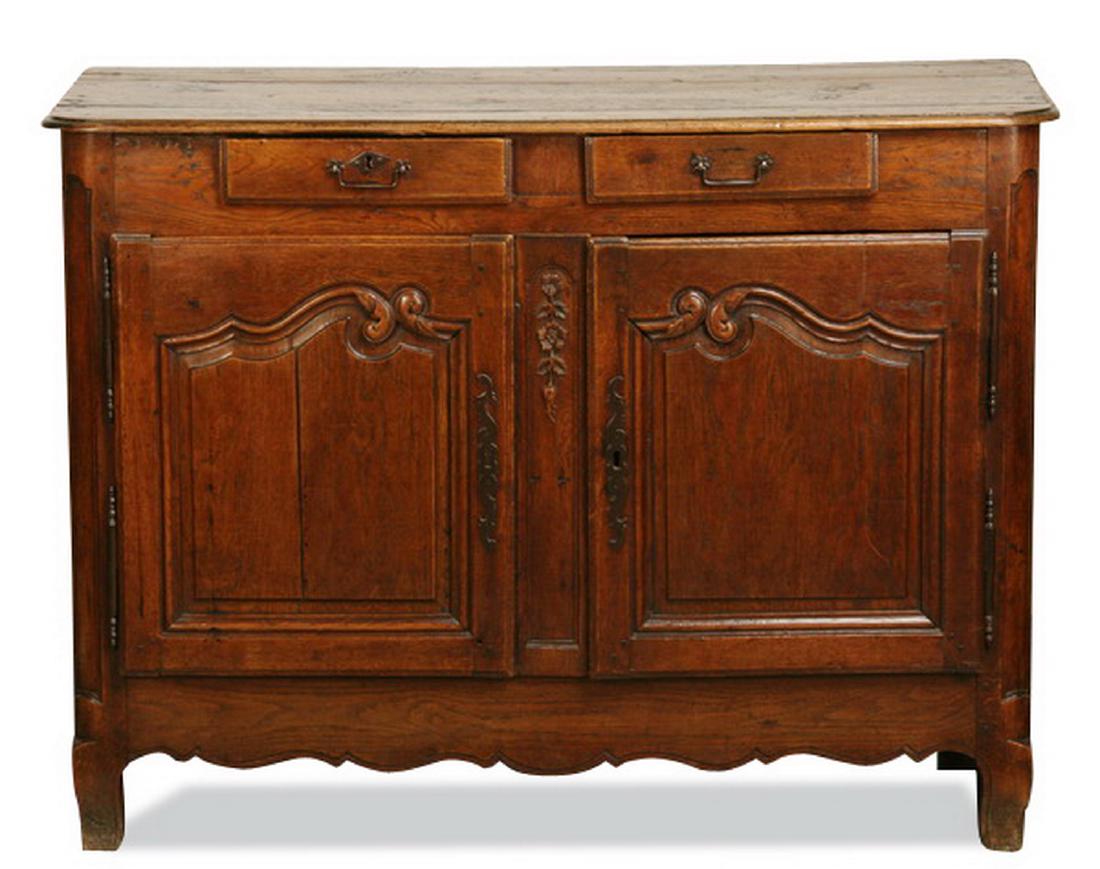 18th c. French Provincial carved oak commode (1 of 2)