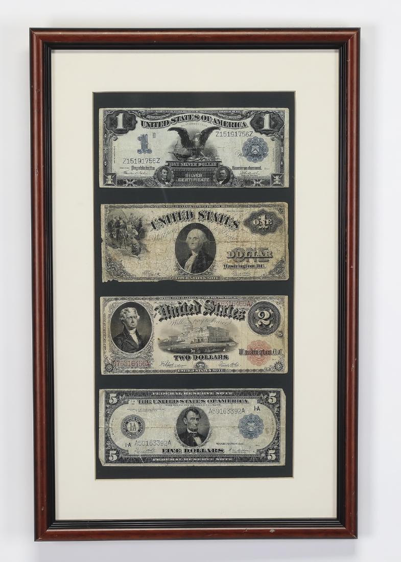 (4) Obsolete American currency notes, framed (1 of 1)