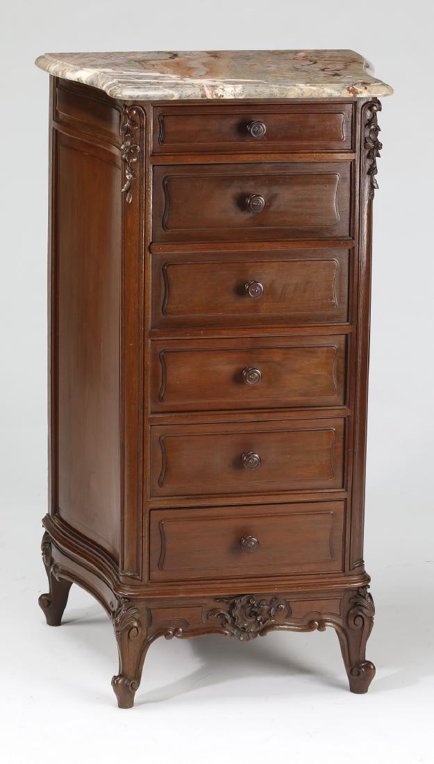 19th c. French walnut marble top nightstand (1 of 3)