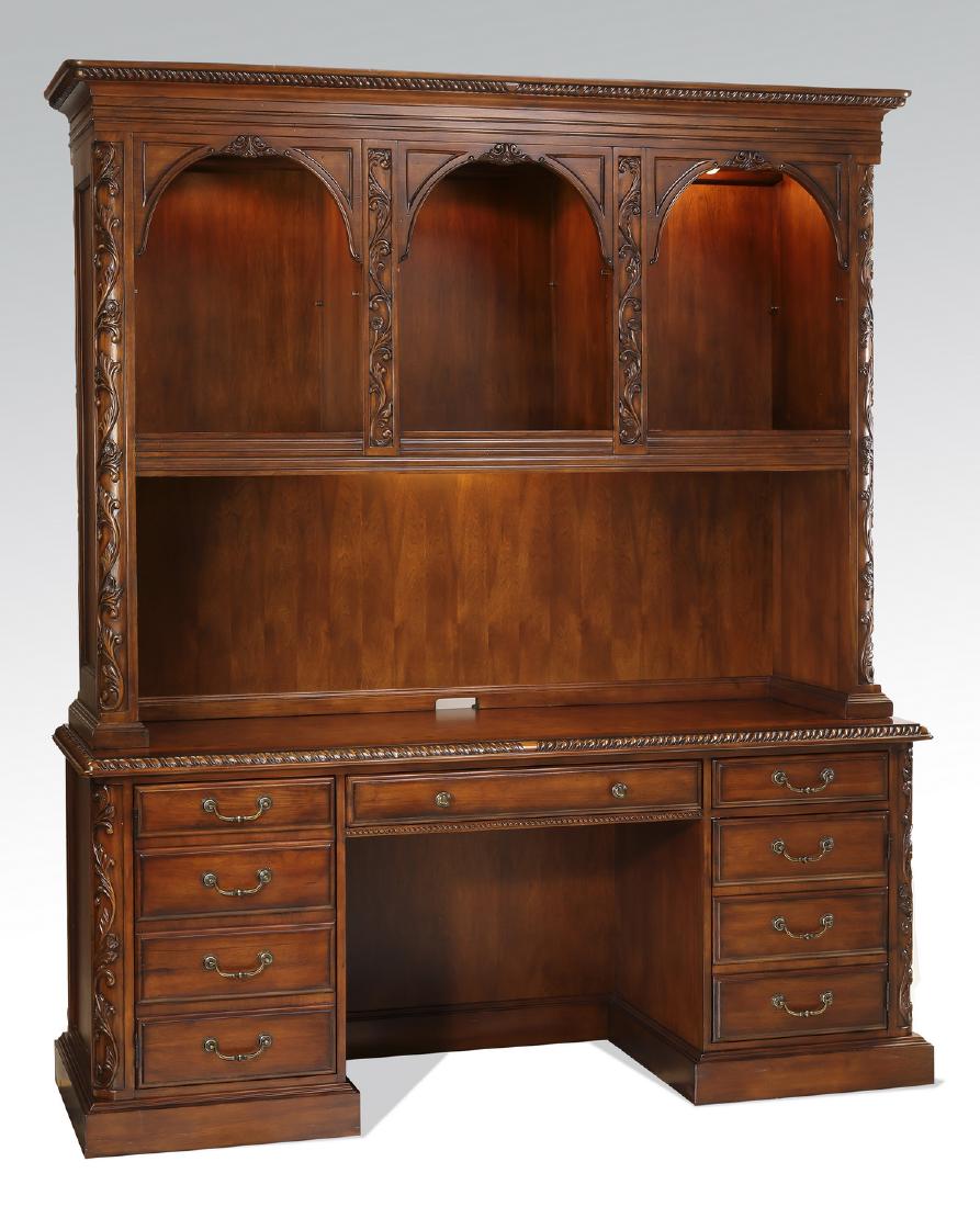 French style mahogany desk with hutch, 85"h