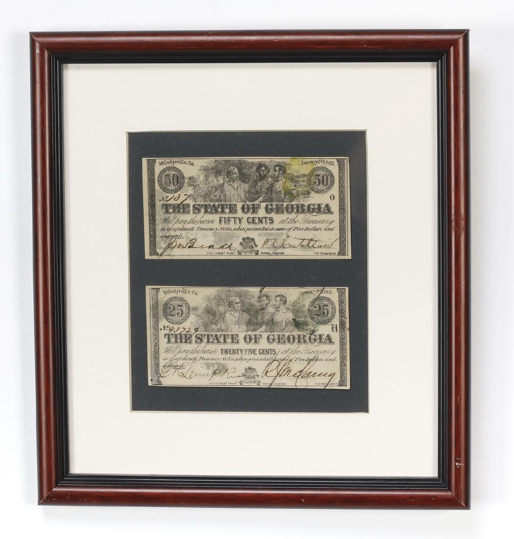State of Georgia 50 & 25 cent notes dated 1863 (1 of 2)