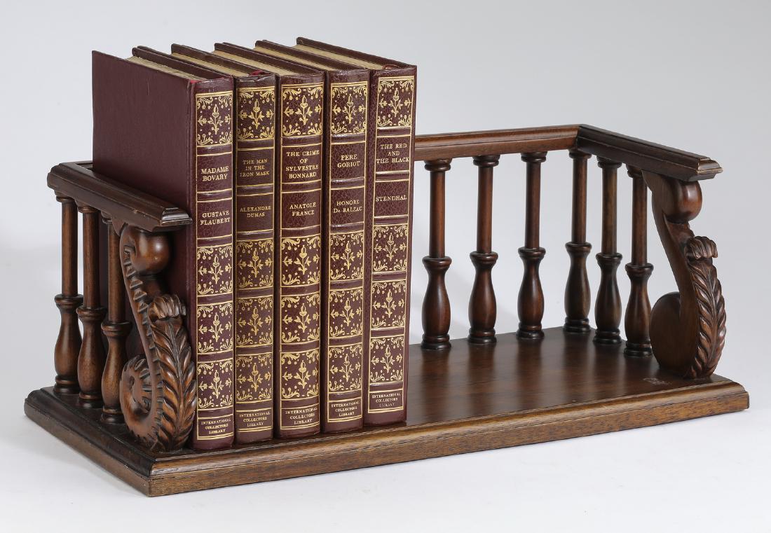 (5) Leather bound novels with mahogany stand (1 of 3)