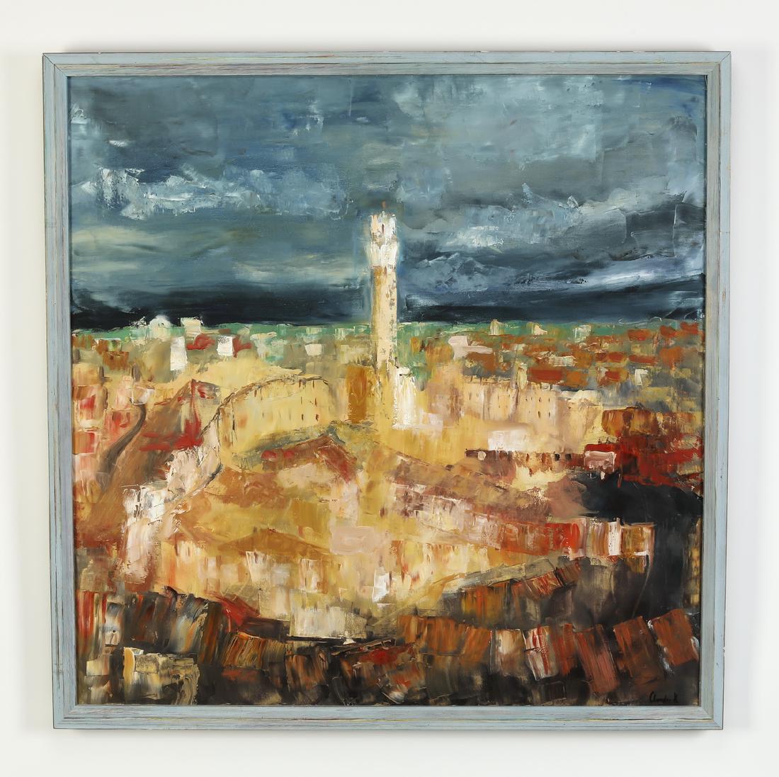 Contemporary O/c of the Piazza del Campo, signed (1 of 4)