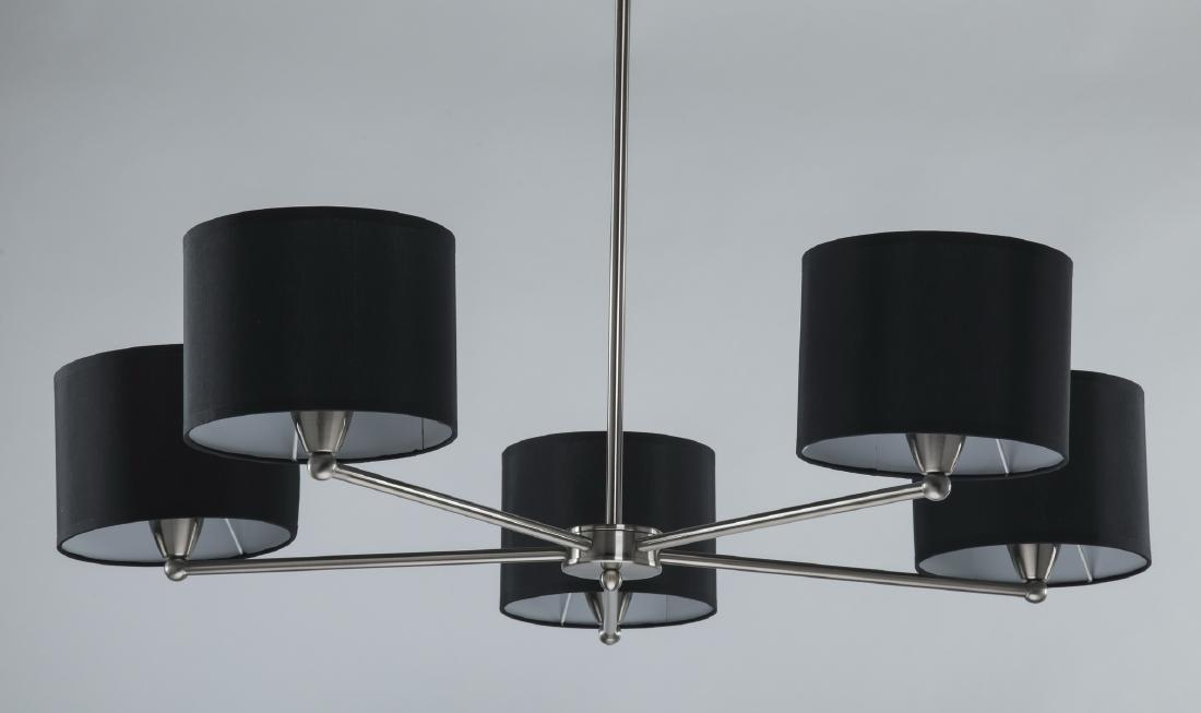 Contemporary starburst chandelier w/ black shades (1 of 2)