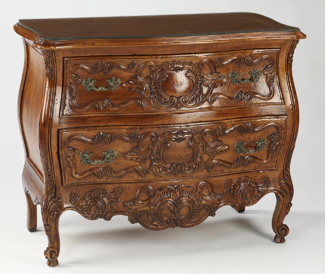 John Widdicomb carved mahogany bombe chest, 41"w (1 of 4)