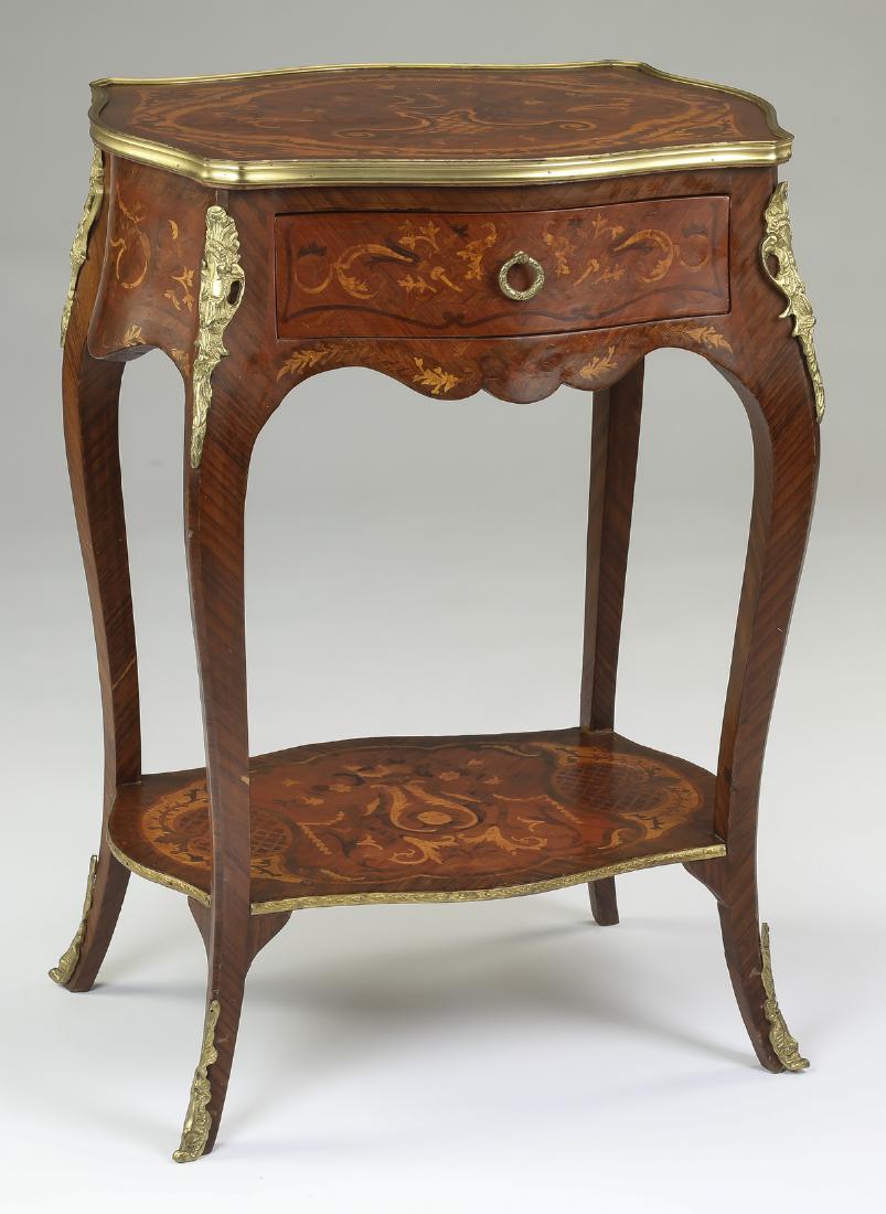 Louis XV style marquetry inlaid mahogany side table (1 of 4)