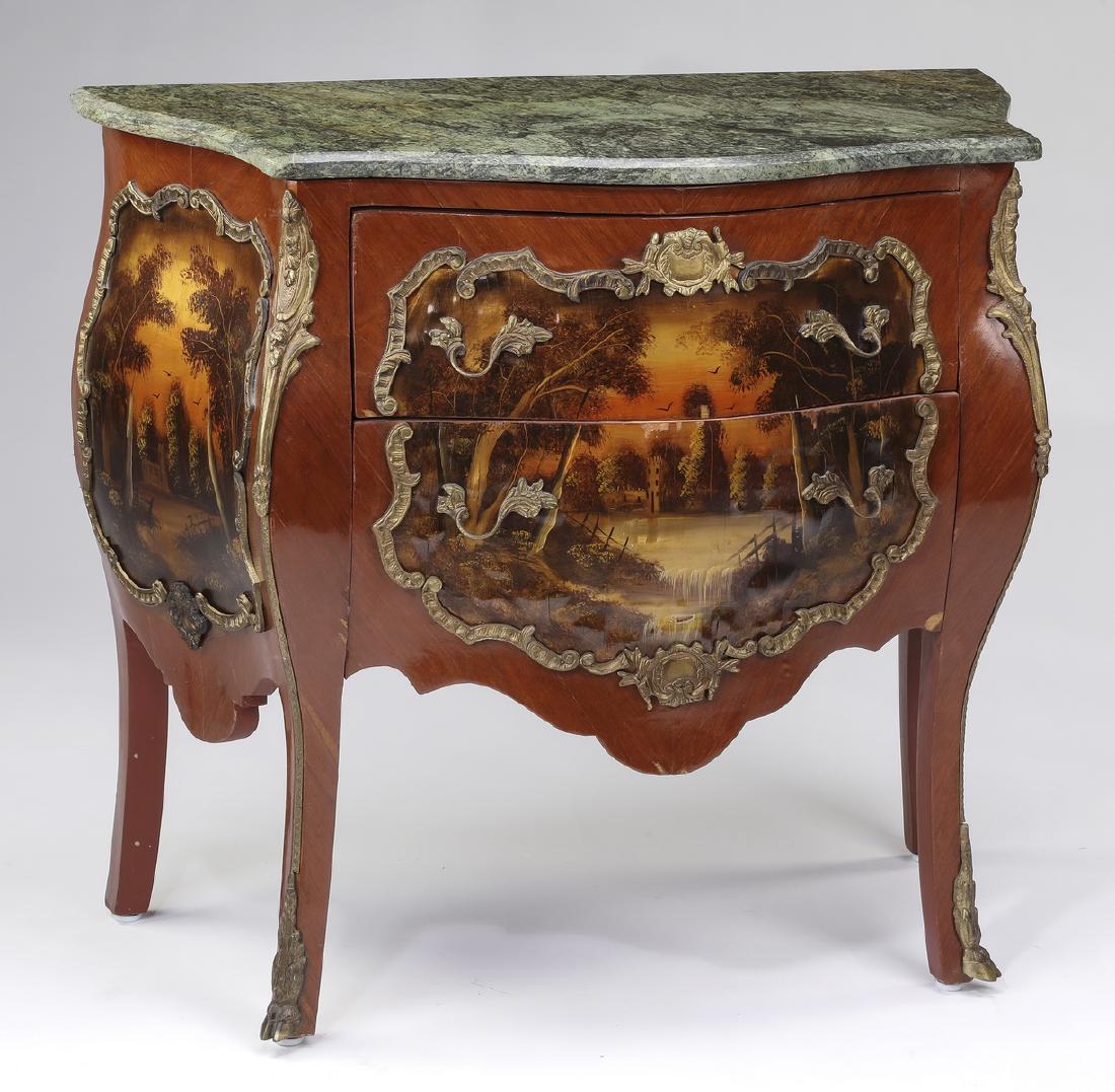 Vernis Martin style marble top commode (1 of 5)