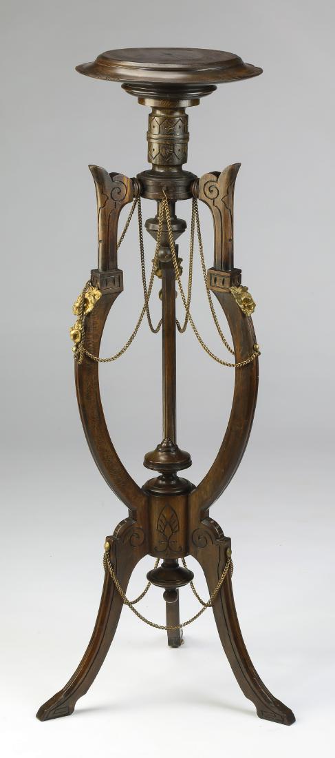 19th c. Aesthetic Movement walnut pedestal, 40"h (1 of 2)