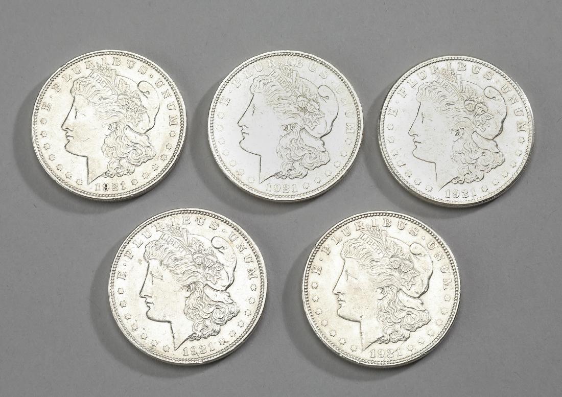 (5) 1921 Morgan silver dollars (1 of 5)