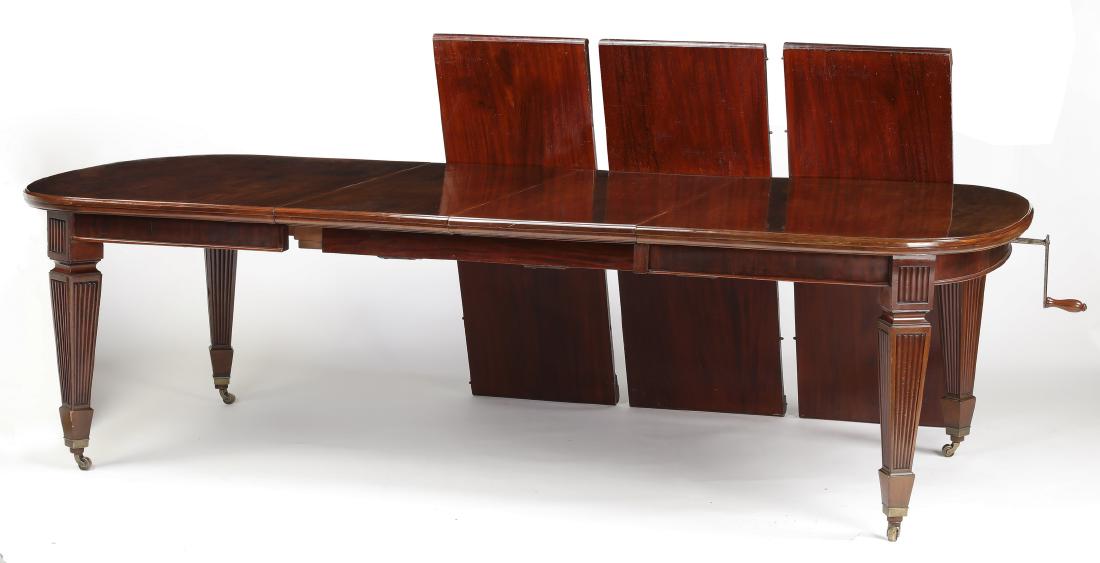 Banquet size 19th c. English mahogany table w/5 leave (1 of 6)