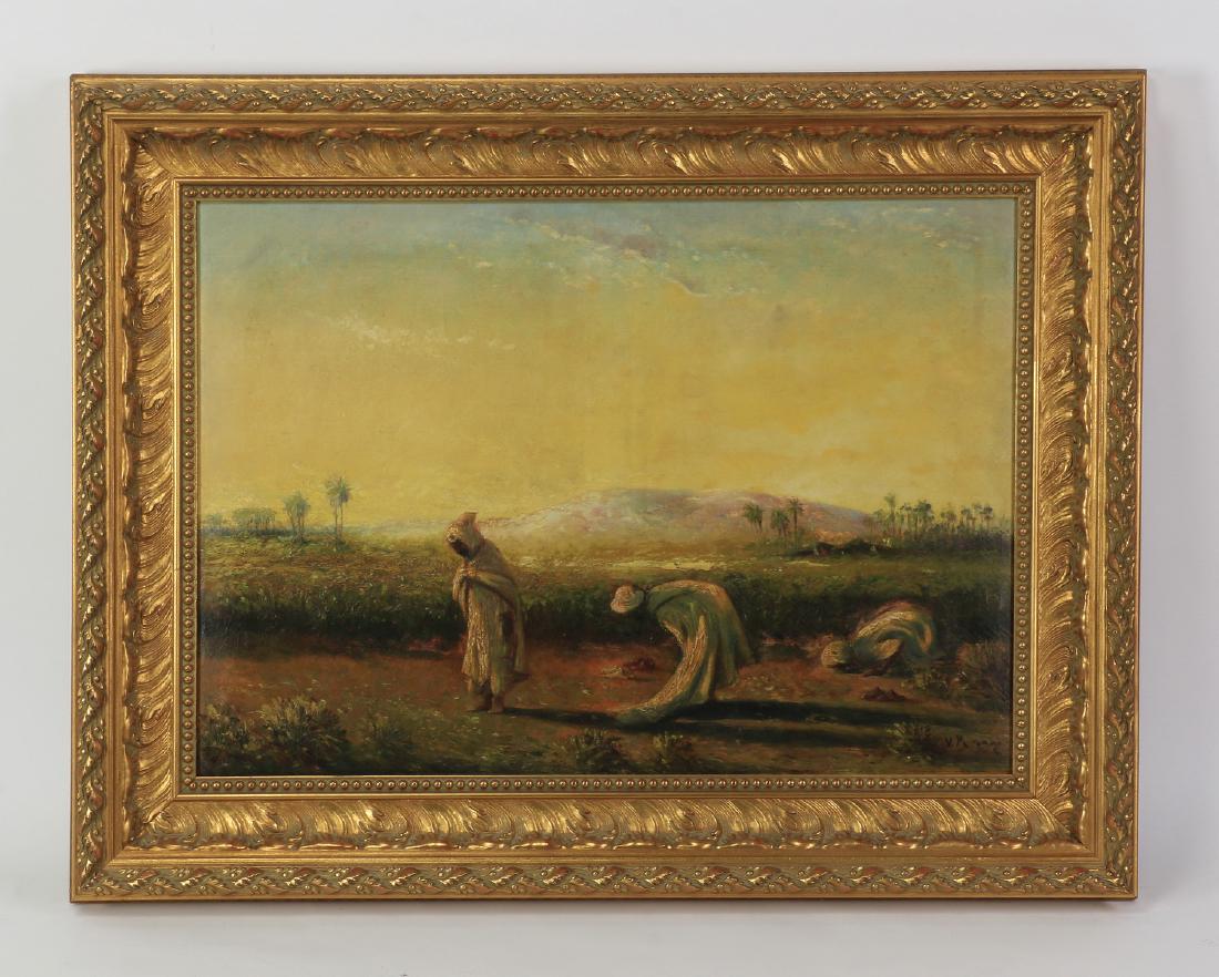 Vincent Manago signed Orientalist O/c, 19th c., 46"w (1 of 3)
