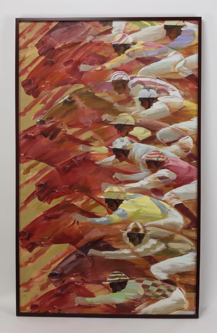 Mao Wenbiao signed O/c of jockeys & horses (1 of 4)