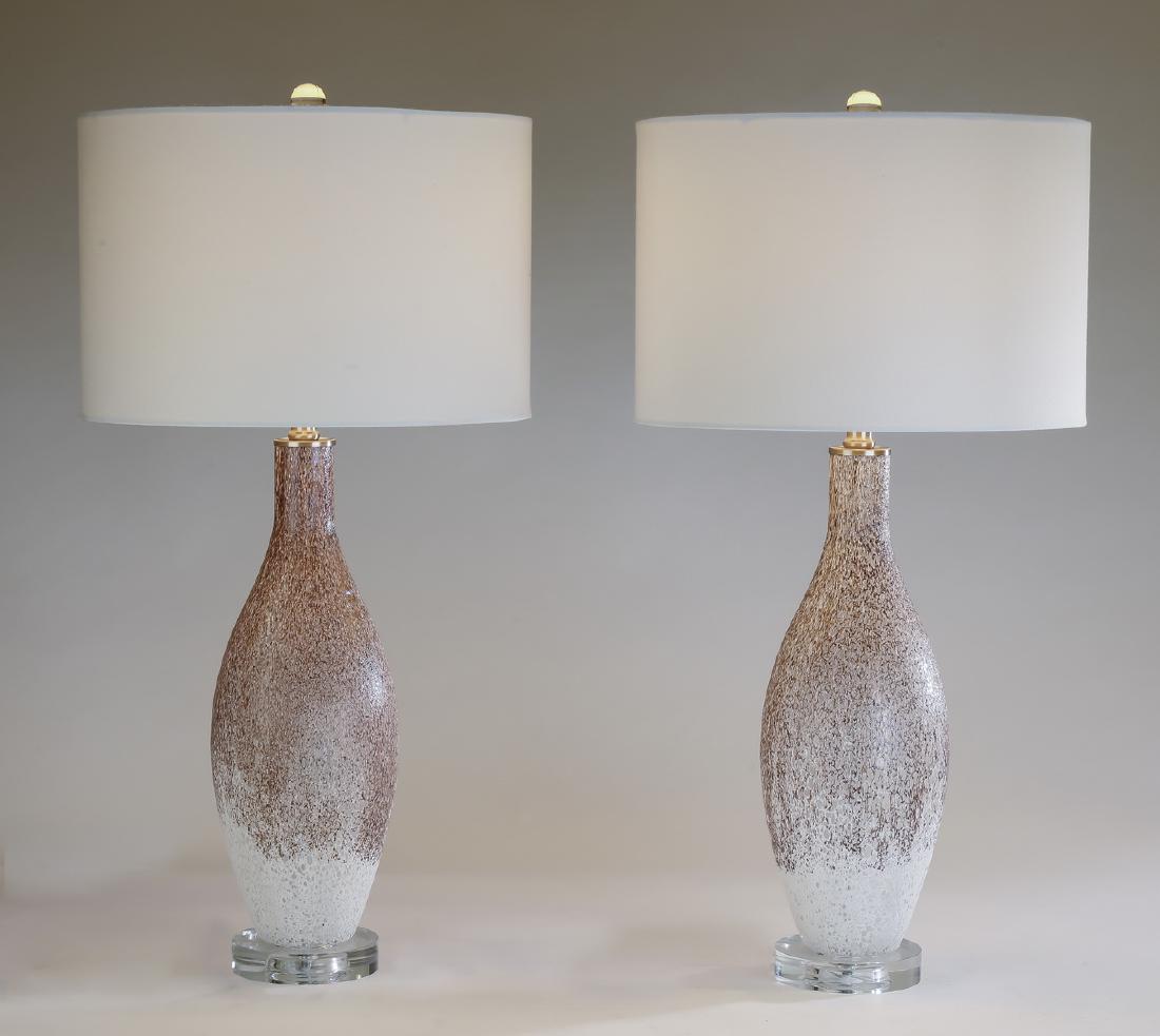 (2) Contemporary lamps, w/ drum shades, 30"h (1 of 2)