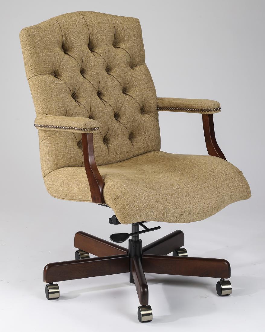 Tufted linen adjustable office chair on casters (1 of 2)