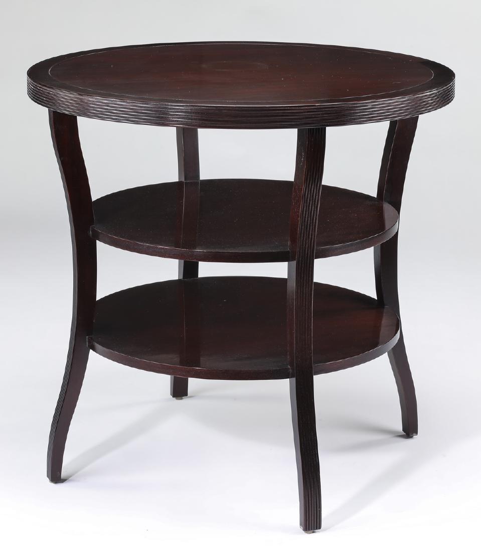 Ebonized three tier occasional table, 30"h (1 of 2)