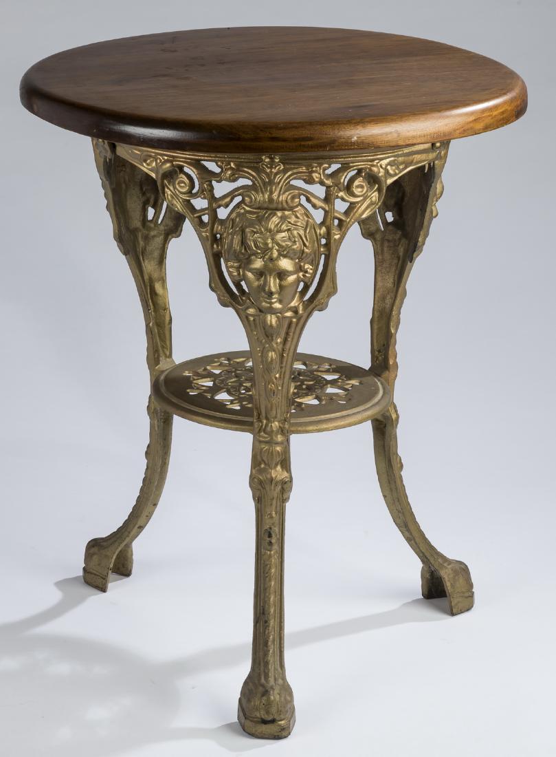 Cast iron and mahogany table, 24" dia. (1 of 3)