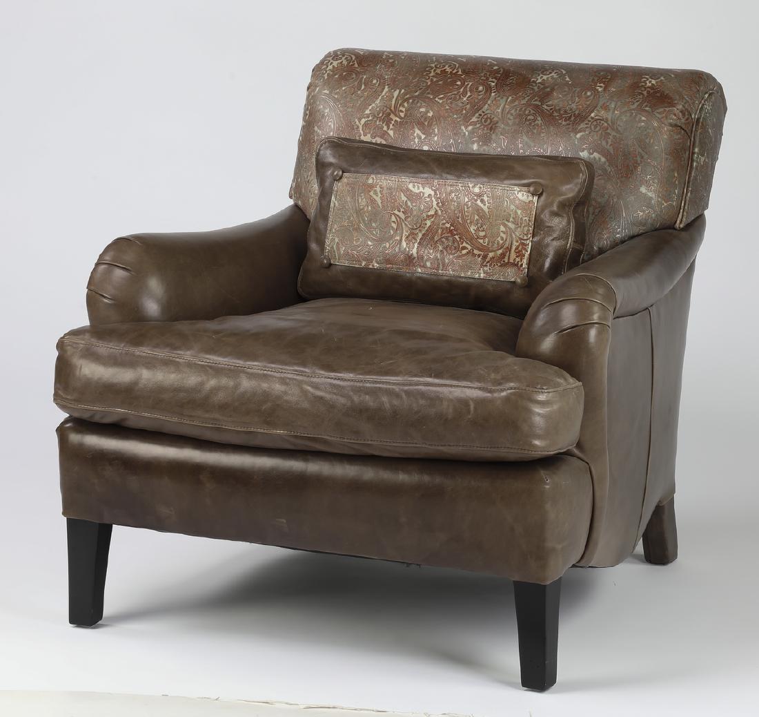 Embossed leather club chair w/ accent pillow (1 of 2)