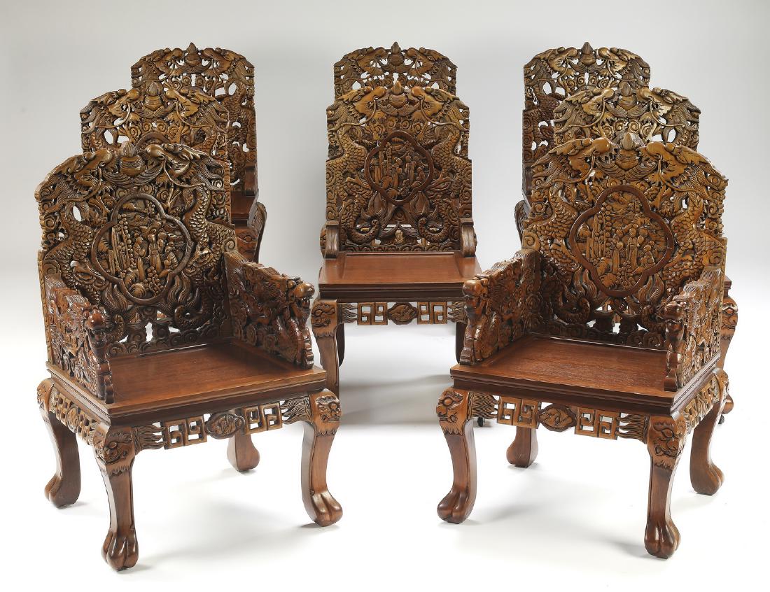 (8) Elaborately carved Chinese inspired chairs (1 of 3)