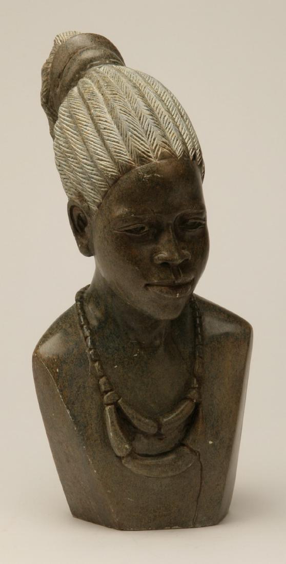 Hand carved marble bust of an African woman (1 of 4)