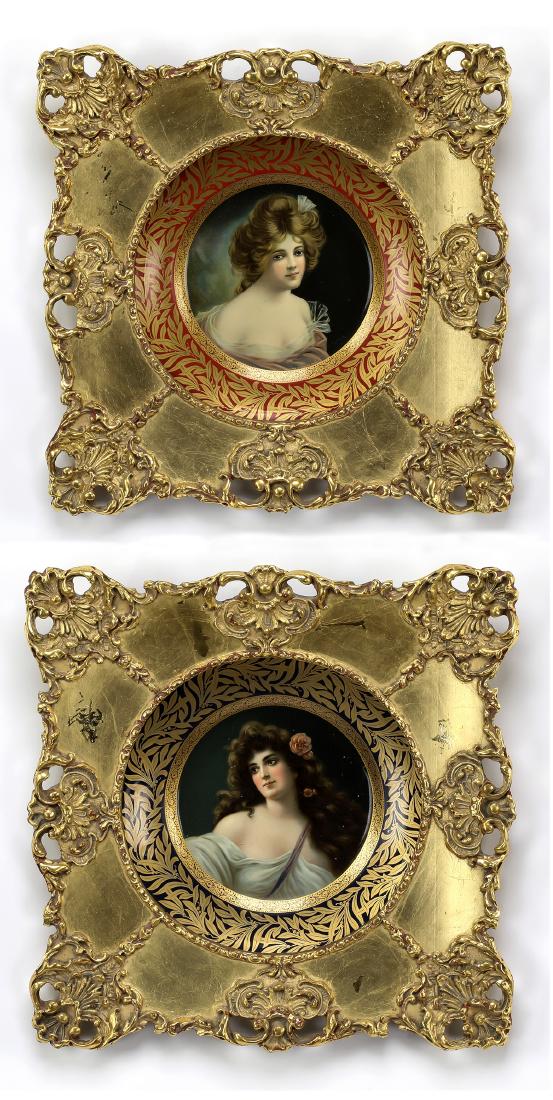 (2) Portrait plates in the style of Royal Vienna 15"h (1 of 6)
