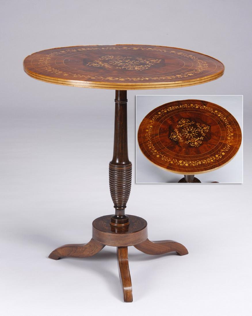 19th c. marquetry inlaid center table (1 of 3)