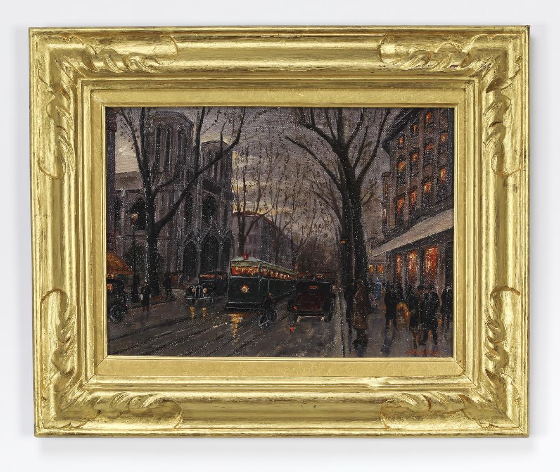 O/c of Parisian street scene, signed (1 of 4)