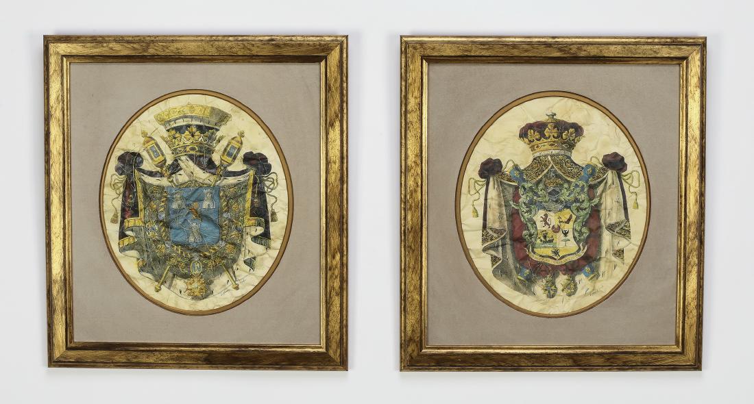 (2) Colorful prints of French Coats of Arms, framed (1 of 3)