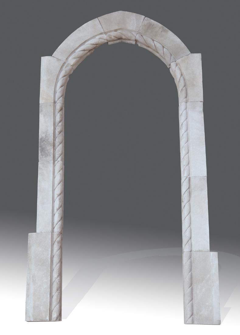 19th c. Gothic Revival carved limestone archway (1 of 2)