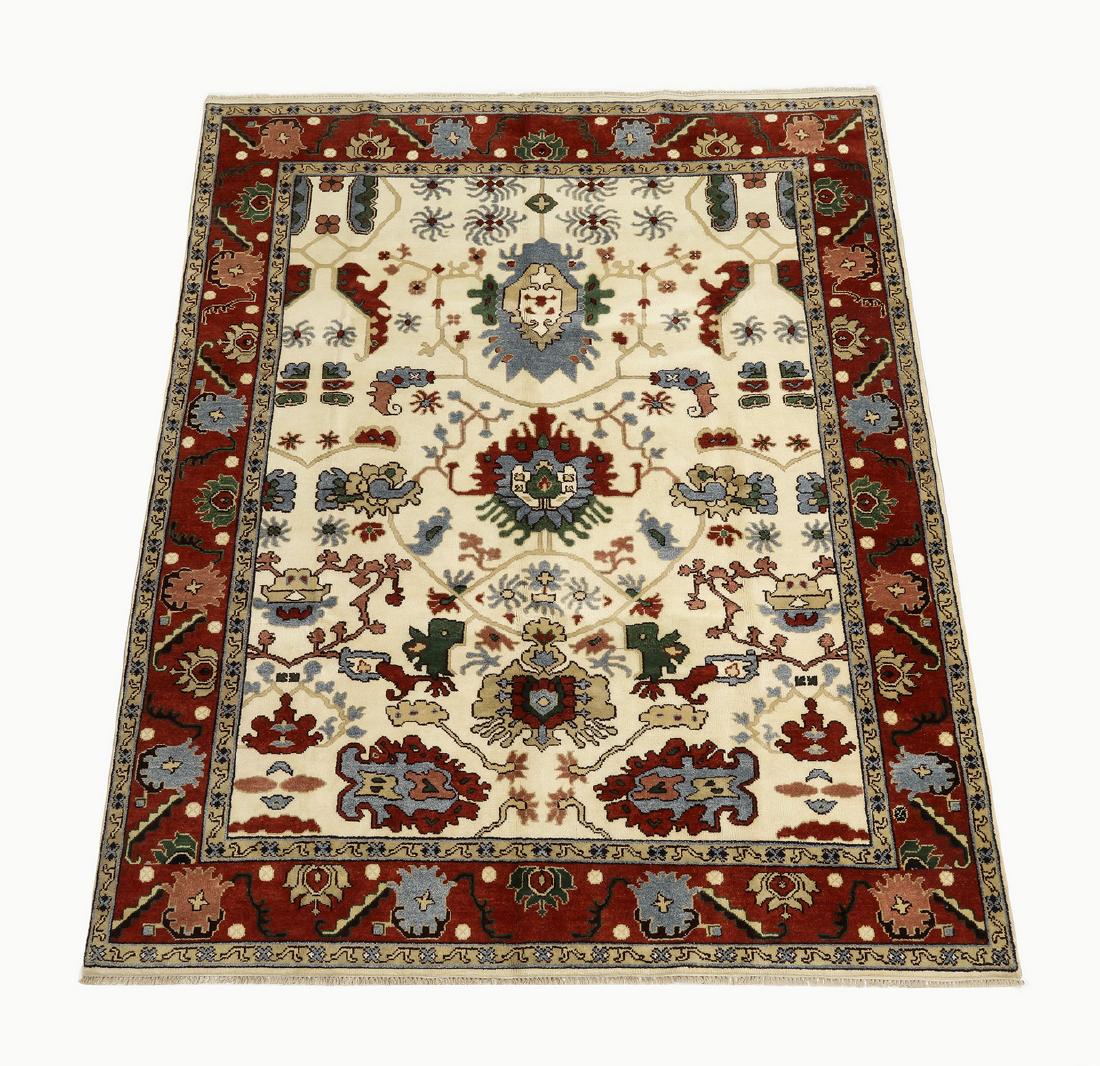 Hand knotted wool Indo-Oushak carpet, 10 x 8. (1 of 4)