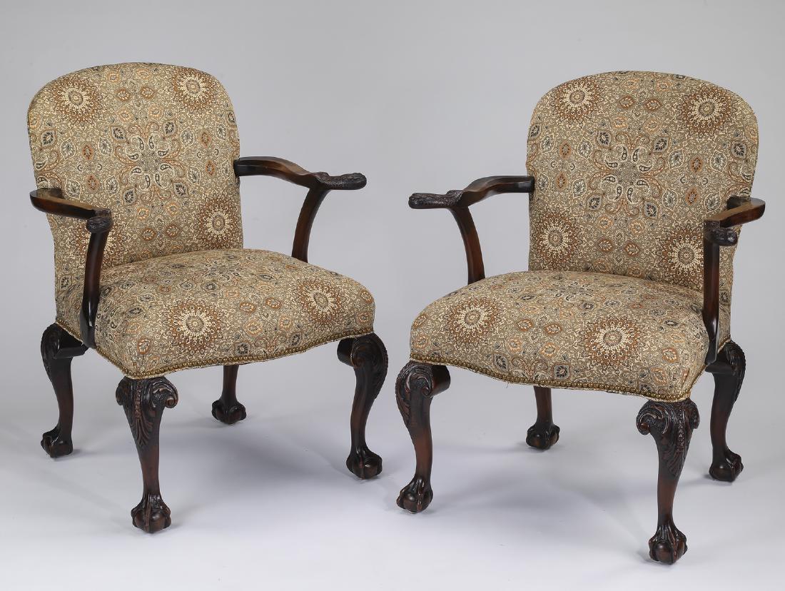 (2) Upholstered Chippendale style armchairs (1 of 4)