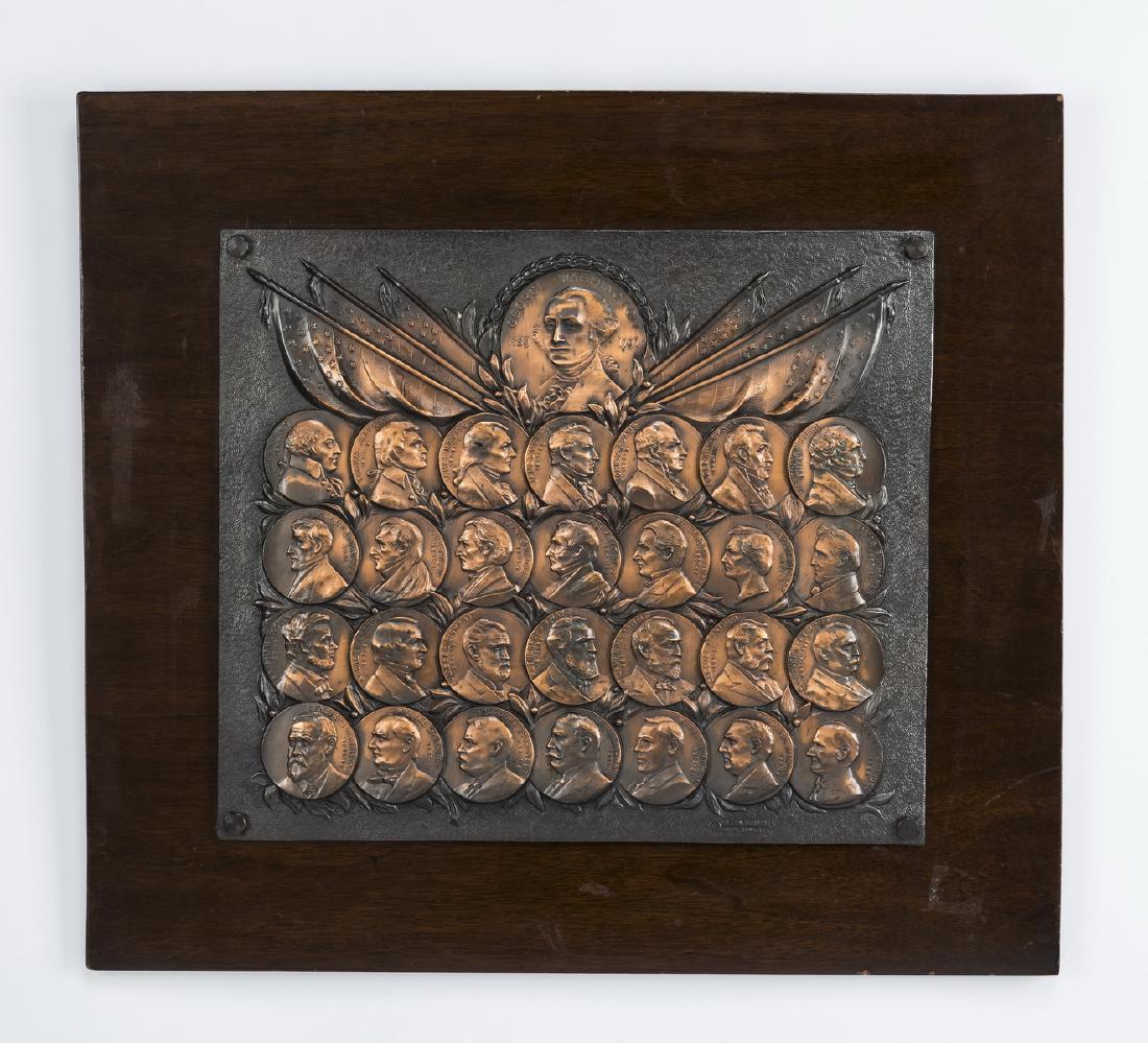 A. Eisenberg brass plaque, first 29 Presidents (1 of 2)