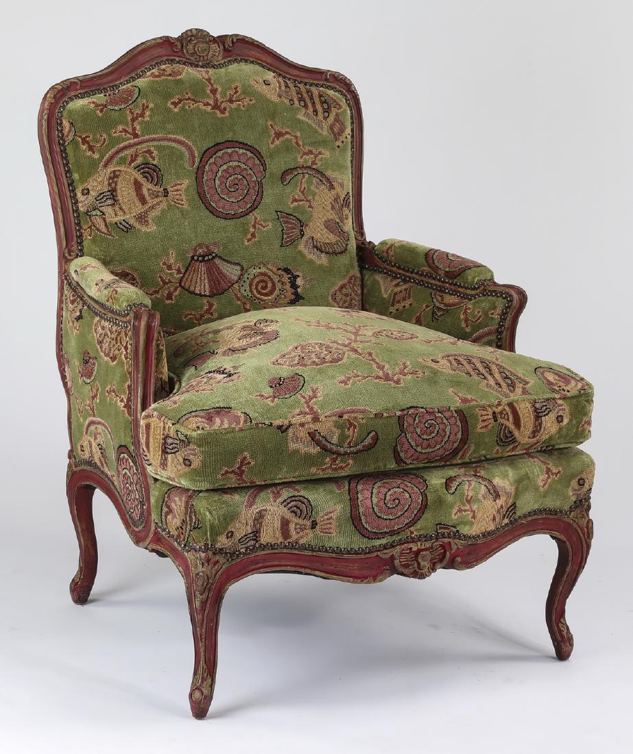 Custom upholstered & paint decorated armchair (1 of 3)