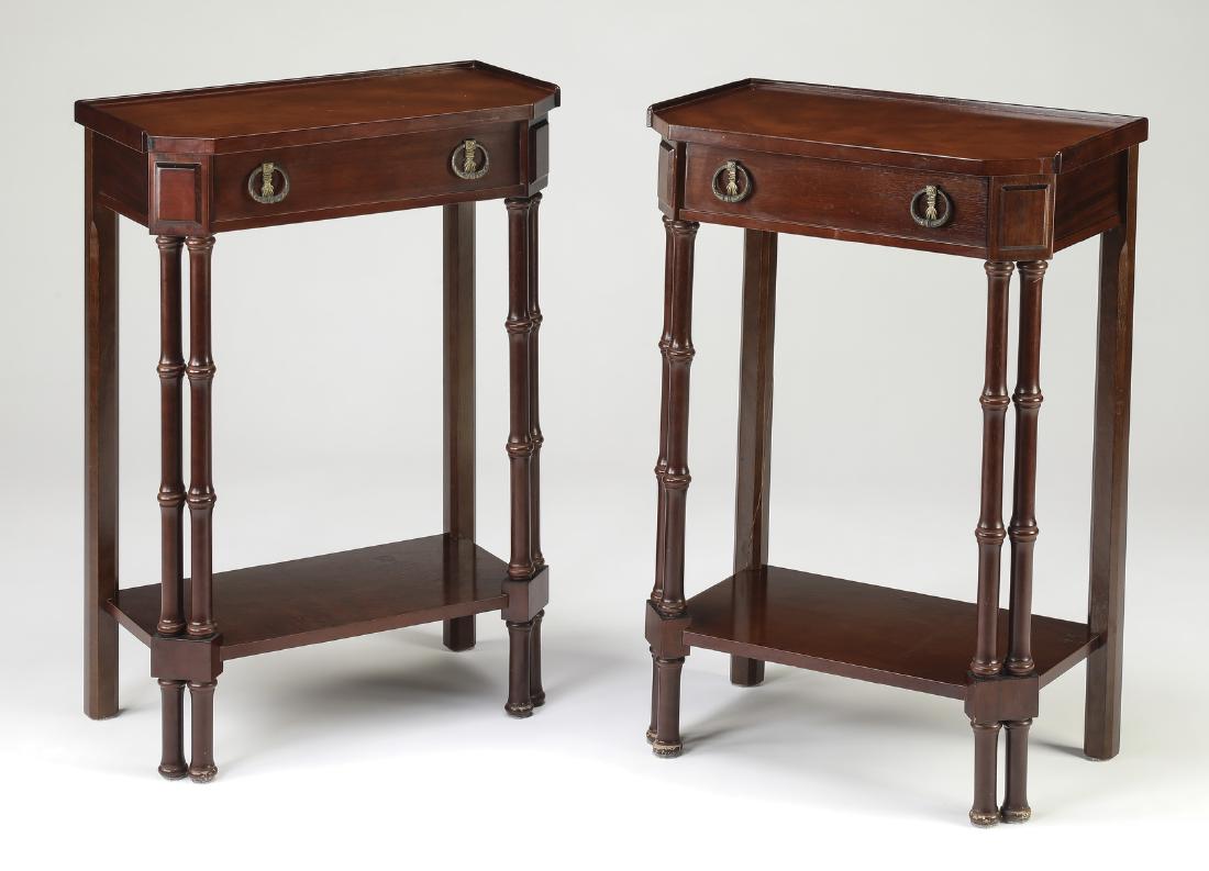 Pair of Empire style walnut end tables, 30"h (1 of 3)