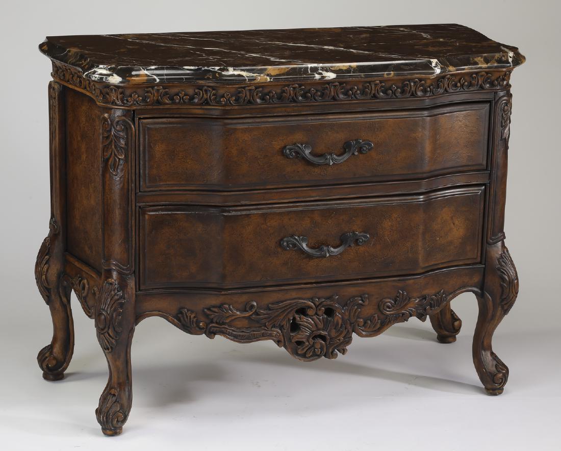 Rococo Revival style marble top mahogany side chest (1 of 3)