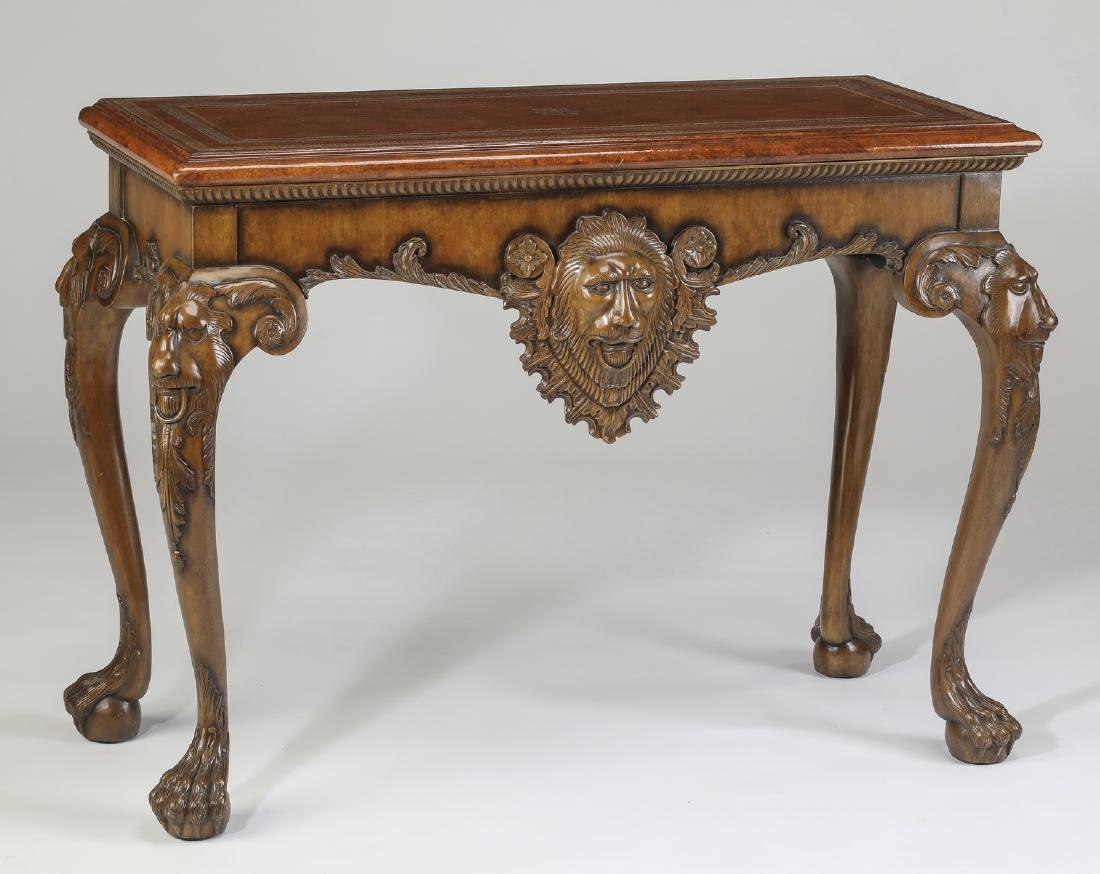 Maitland Smith walnut console table w/ lion mask (1 of 4)